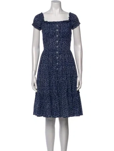 Pre-owned Lena Hoschek Printed Knee-length Dress In Blue