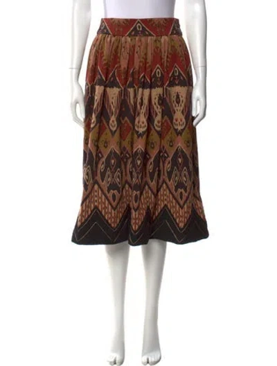 Pre-owned Lena Hoschek Printed Midi Length Skirt In Brown