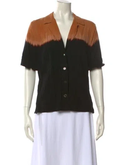 Pre-owned Lena Hoschek Printed Short Sleeve Blouse In Black