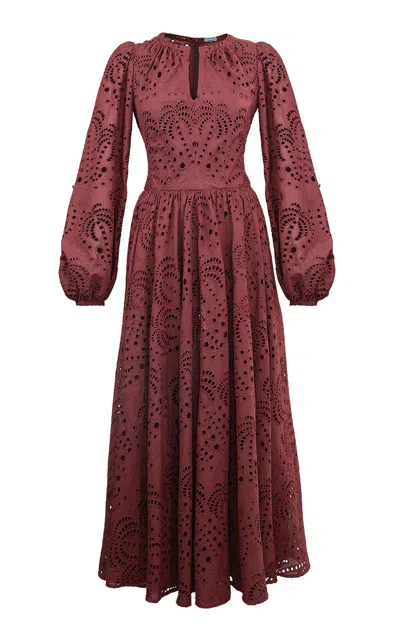 Lena Hoschek Riad Cotton Maxi Dress In Burgundy