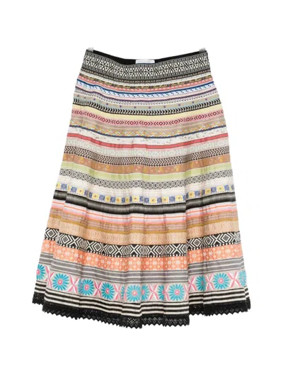 Lena Hoschek Ribbon-detail A-line Midi Skirt In Multi