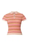 Lena Hoschek Rory Knitted Striped Top In Pink