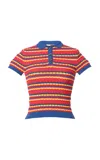 Lena Hoschek Rory Knitted Striped Top In Red