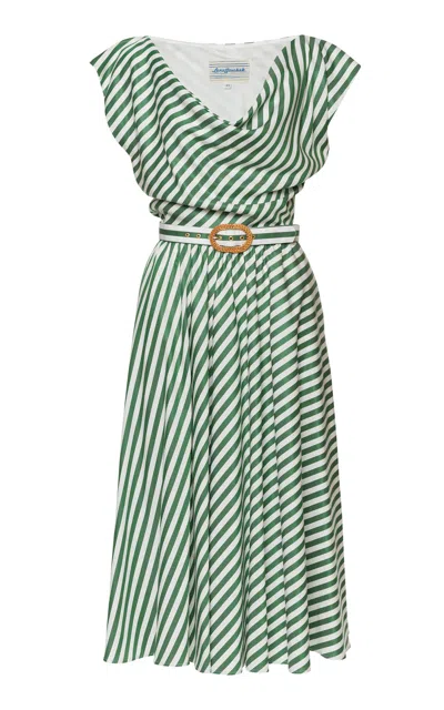Lena Hoschek Signora Striped Midi Dress In Green
