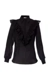 Lena Hoschek Sonnet Ruffled Top In Black