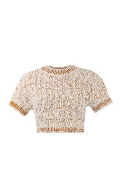 Lena Hoschek Spirit Cotton-blend Knitted Top In Gold