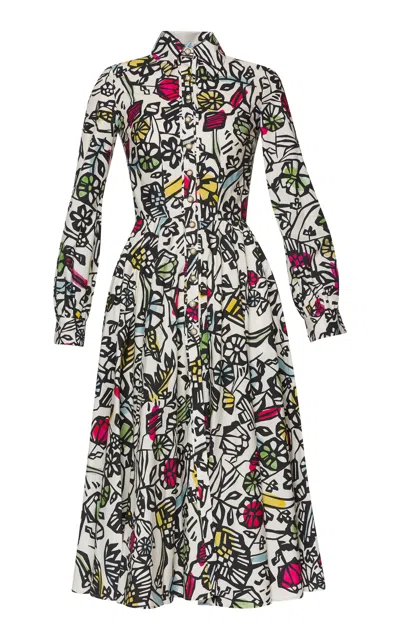 Lena Hoschek Stella Printed Cotton Midi Dress In Multi