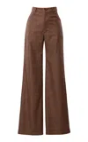 Lena Hoschek Stride Wide Leg Wool Pants In Brown