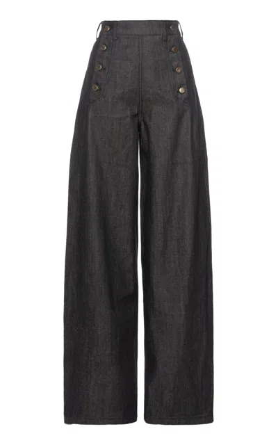 Lena Hoschek Women's Stroll High-rise Wide-leg Jeans In Dark Wash