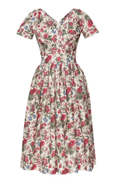 Lena Hoschek Susanna Floral Cotton Midi Dress In Multi