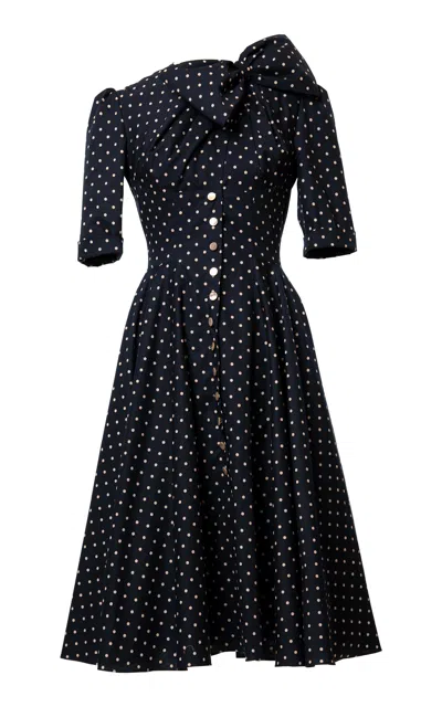 Lena Hoschek Sweet Tooth Ribbon Embellished Cotton Dress In Navy