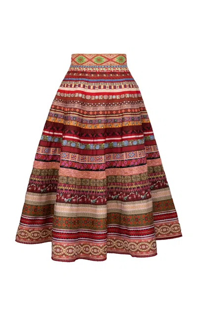 Lena Hoschek Swing Ribbon Cotton-blend Midi Skirt In Brown