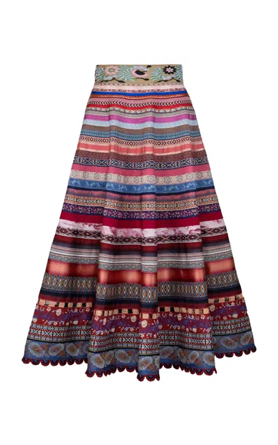 Lena Hoschek Swing Ribbon Cotton-blend Midi Skirt In Multi