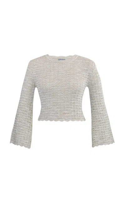 Lena Hoschek Tala Cotton-blend Knitted Top In Neutral
