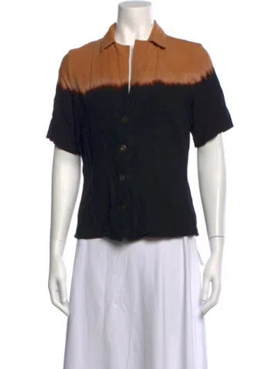 Pre-owned Lena Hoschek Tie-dye Print Short Sleeve Top In Black