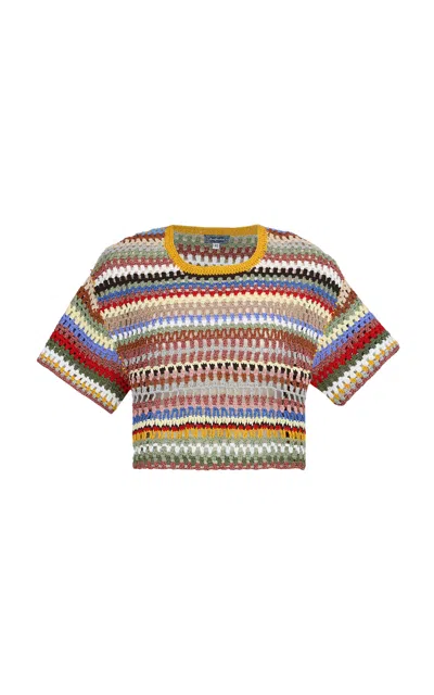 Lena Hoschek Tommy Cotton Crochet Top In Stripe