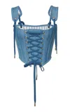Lena Hoschek Toni Lace-up Denim Corset In Brown