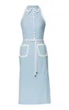 Lena Hoschek Twist Belted Stretch-cotton Midi Dress In Blue