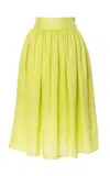 Lena Hoschek Utopia Linen A-line Midi Skirt In Lime Green