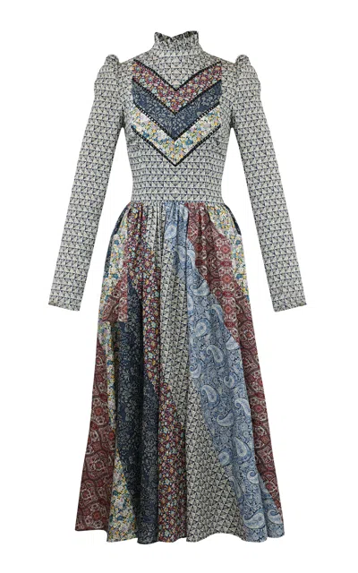 Lena Hoschek Vanderbilt Cotton Midi Dress In Multi
