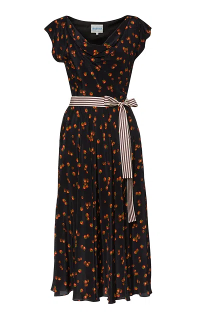 Lena Hoschek Vibrance Printed Midi Dress In Black