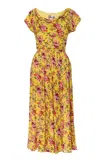 Lena Hoschek Vibrance Satin Cowl Neck Midi Shift Dress In Floral