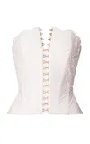 Lena Hoschek Victoria Cotton Lace-up Corset Top In White