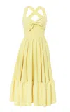 Lena Hoschek Vitamin D Plaid Tie-detailed A-line Midi Dress In Yellow