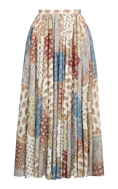 Lena Hoschek Vittoria Cotton Midi Skirt In Multi