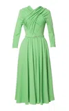 Lena Hoschek Whirlwind Cotton Wrap Midi Sheath Dress In Green