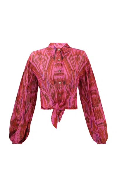 Lena Hoschek Wonderland Silk-blend Blouse In Pink