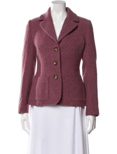 Pre-owned Lena Hoschek Wool Tweed Pattern Blazer In Pink