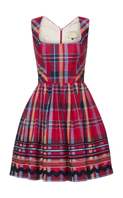 Lena Hoschek Zilly Plaid Linen-cotton Mini Dress In Multi