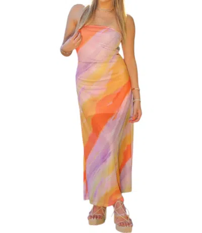 Lena Kint Mesh Tube Midi Dress In Orange | ModeSens