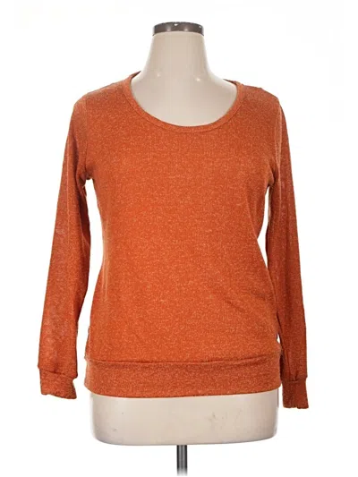 Pre-owned Lena Long Sleeve Top Orange Crew Neck Tops