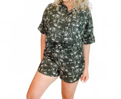 Lena Lori Short Set In Black/ivory In Multi