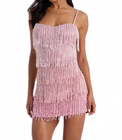 Lena Make It A Double Beaded Mini Dress In Pink