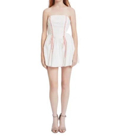 Lena Mini Balloon Dress In Off White In Pink