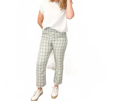 Lena Nora Ankle Pants In Light Olive/white In Multi