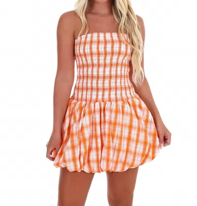 Lena On Campus Plaid Mini Dress In Orange