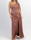 LENA ONE SHOULDER SASH SATIN MAXI DRESS IN MAUVE