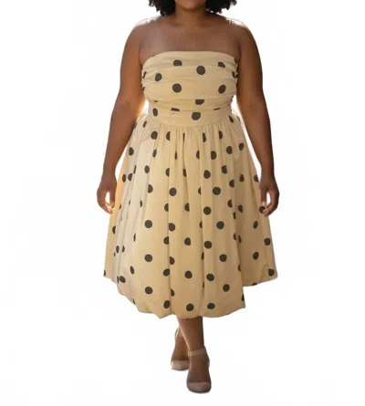 Lena Polka Dot Dress In Beige In Neutral