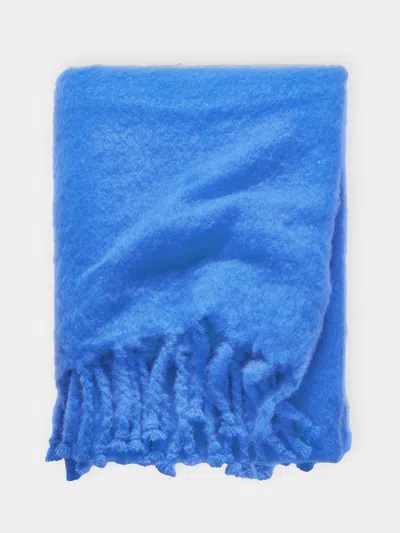 Lena Rewell Handwoven Mohair Large Blanket  Abask Luxury Gift In Blue
