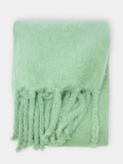Lena Rewell Handwoven Mohair Large Blanket  Abask Luxury Gift In Green