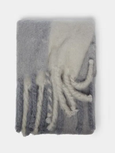 Lena Rewell Kallio Handwoven Mohair Blanket  Abask Luxury Gift In Gray