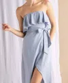 Lena Ruffled Asymmetrical Dress In Blue In Blue