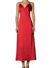 Lena Satin Maxi Dress In Burgundy In White