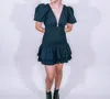 Lena Smocked Bodice With Puffy Sleeves Mini Dress In Black