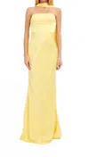 Lena Sunny Scarf Gown In Lemon