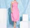 Lena Textured Solid Cutout Midi Dress In Pink